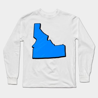 Bright Blue Idaho Outline Long Sleeve T-Shirt